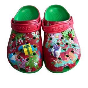 Disney Parks Christmas Crocs Holiday Print Jibbitz Size M8 W10 New